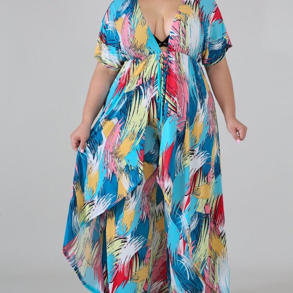 Plus Size Color Streaks Maxi Set - Picture 2 of 5